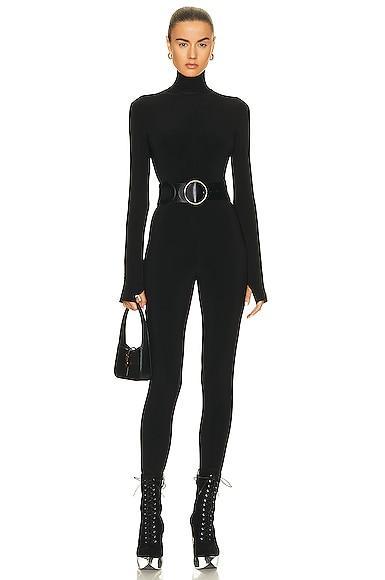 Norma Kamali Long Sleeve Turtleneck Catsuit with Footie Product Image