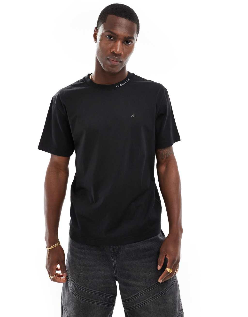 Calvin Klein neck logo t-shirt in black Product Image