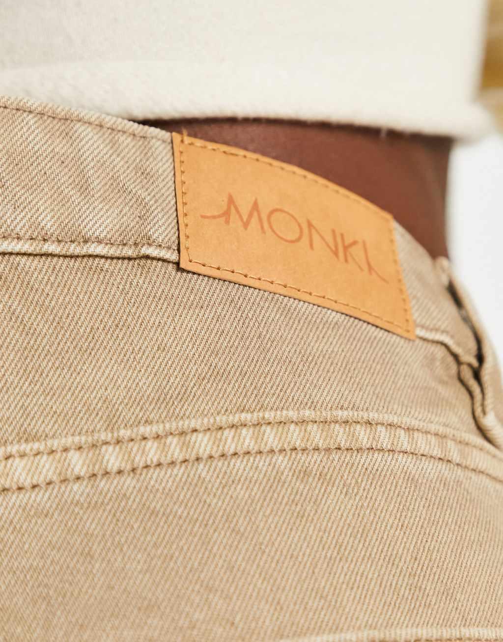 Monki cargo jeans in beige Product Image