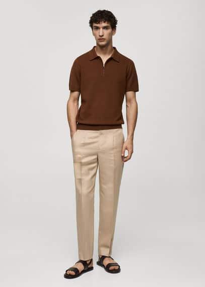 MANGO MAN - Tencel-linen pleated pants beigeMen Product Image