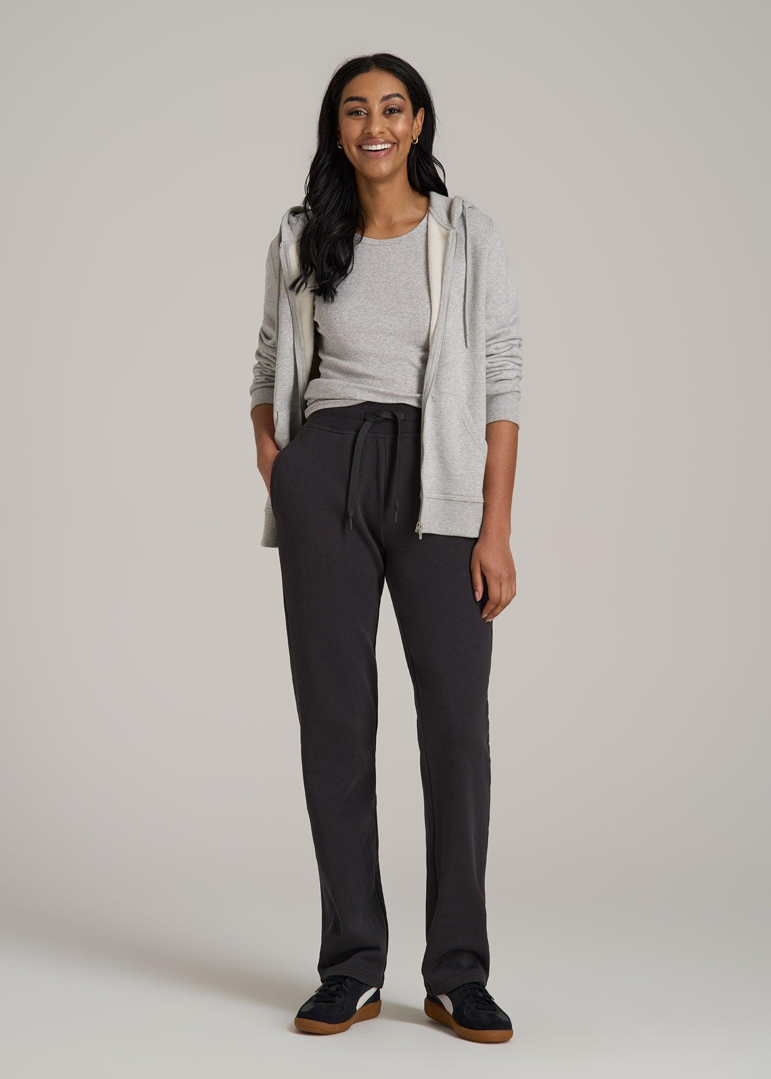 Wearever Fleece Open-Bottom Sweatpants for Tall Women in Graphite Black product image