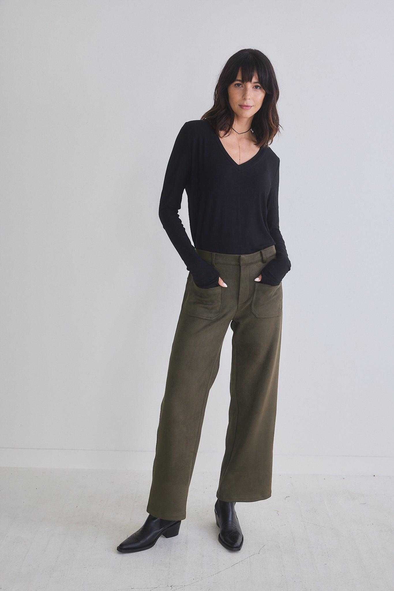 Finesse Microsuede Wide Leg Pants Product Image