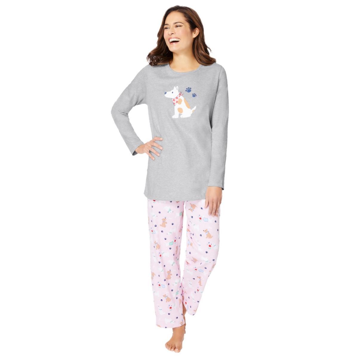 Dreams & Co. Womens Long Sleeve Knit Pj Set Product Image