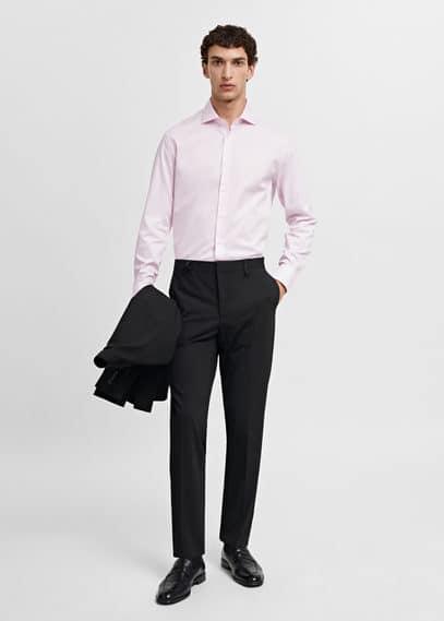 Mango Mens Micro-Stripe Twill Dress Shirt Product Image