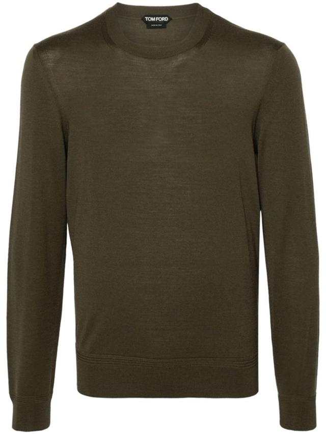 TOM FORD Fine-ribbed Wool Jumper In Green Product Image