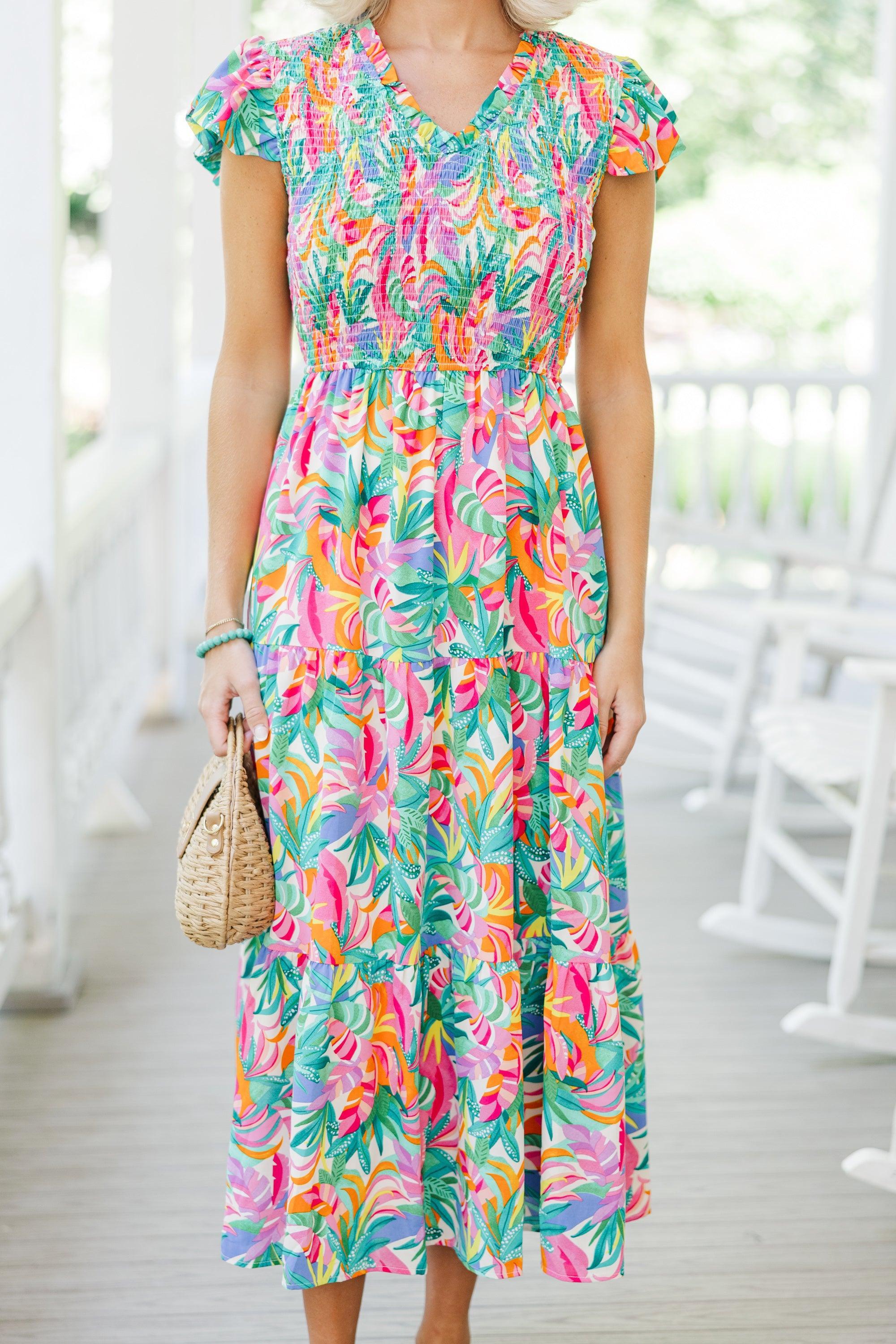 Feels Like Paradise Green Tropical Maxi Dress Female Product Image