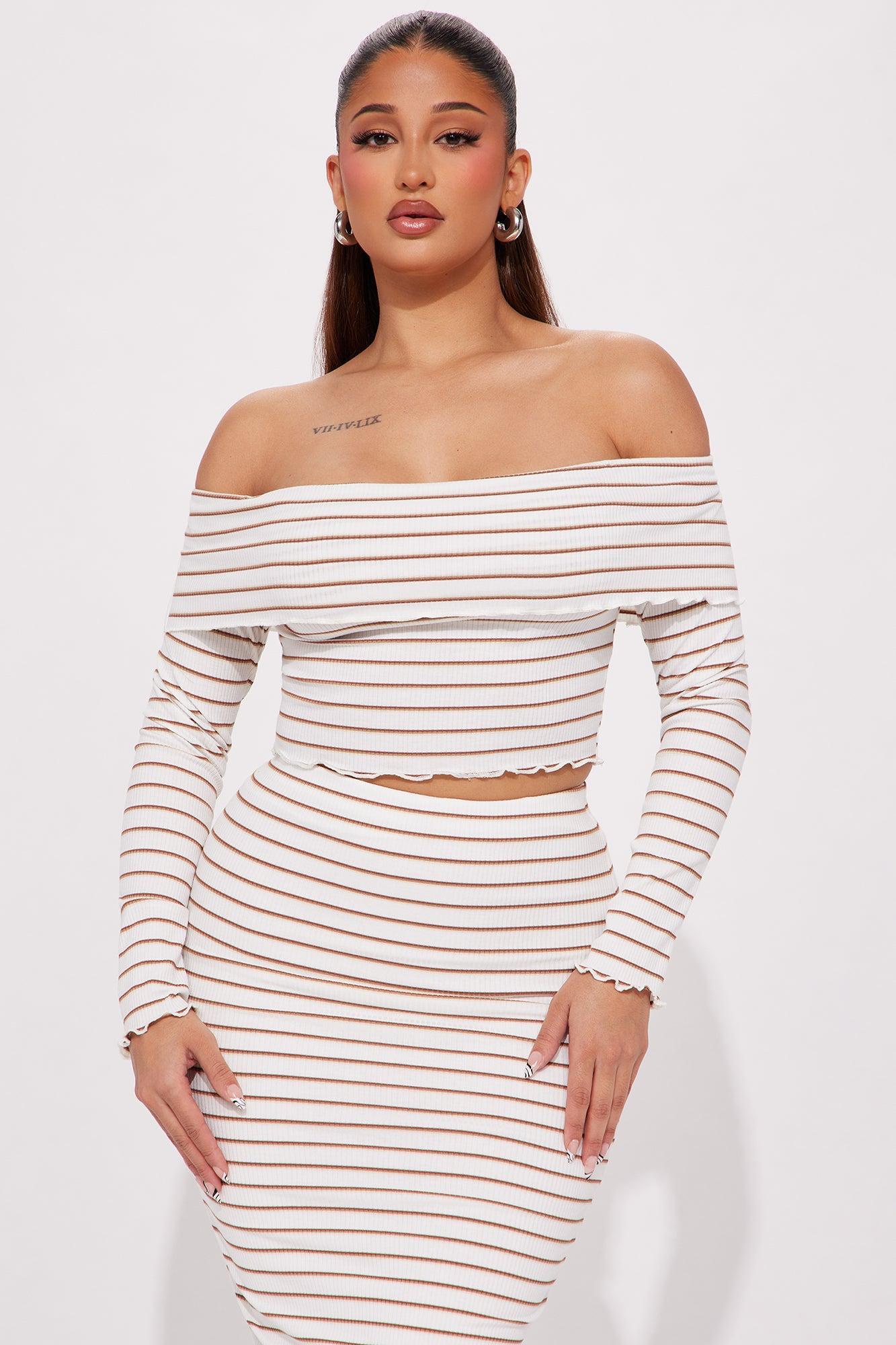 Lizzy Striped Skirt Set - White/combo Product Image