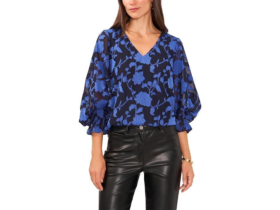 Vince Camuto V-Neck Puff Sleeve Blouse with Smock Cuff (Classic ) Women's Clothing Product Image