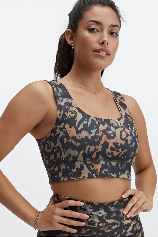 Fabletics Harlow Reversible Medium Impact Sports Bra Womens Wild Camo/Gaia Size M Product Image