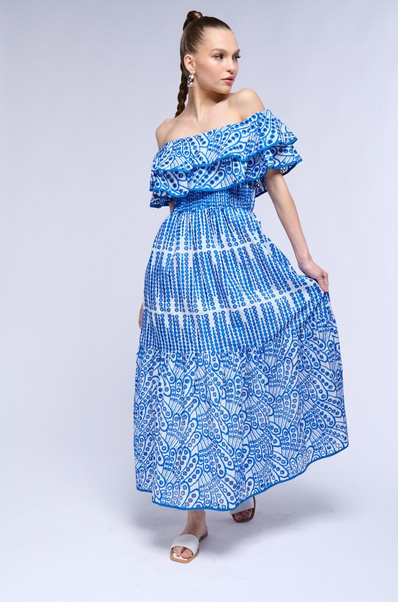 IN IBIZA RUFFLED MIDI DRESS Product Image