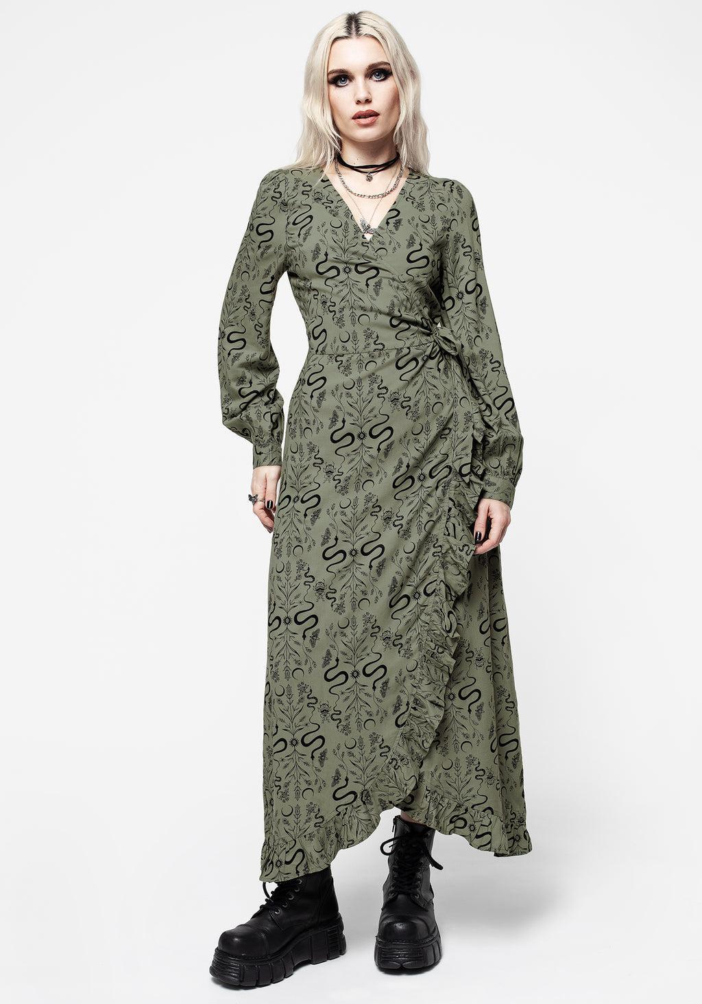 Dominion Snake Print Midi Wrap Dress Product Image