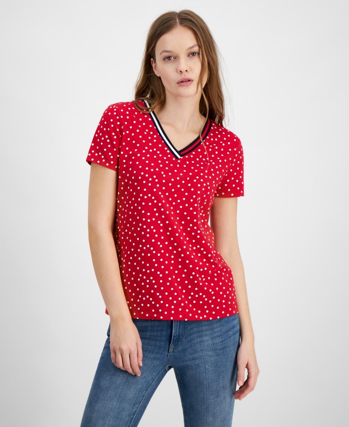 Women's Dot-Print Signature V-Neck Top Product Image