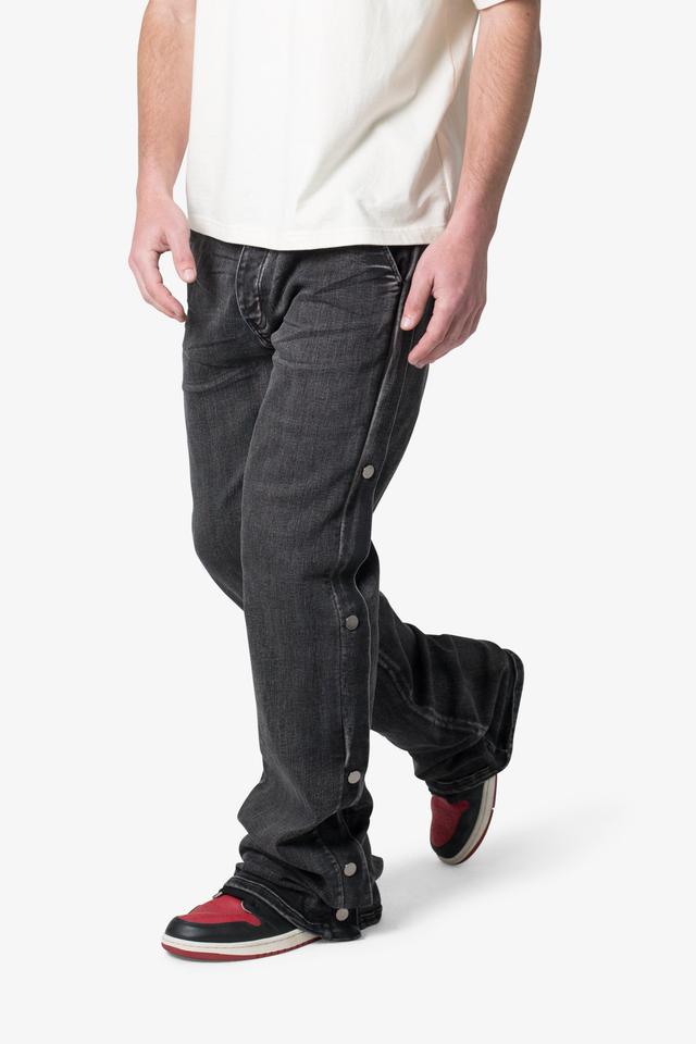 Snap Baggy Flare Denim - Black Product Image