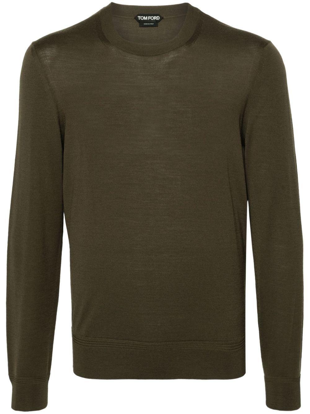 TOM FORD Fine-ribbed Wool Jumper In Green Product Image