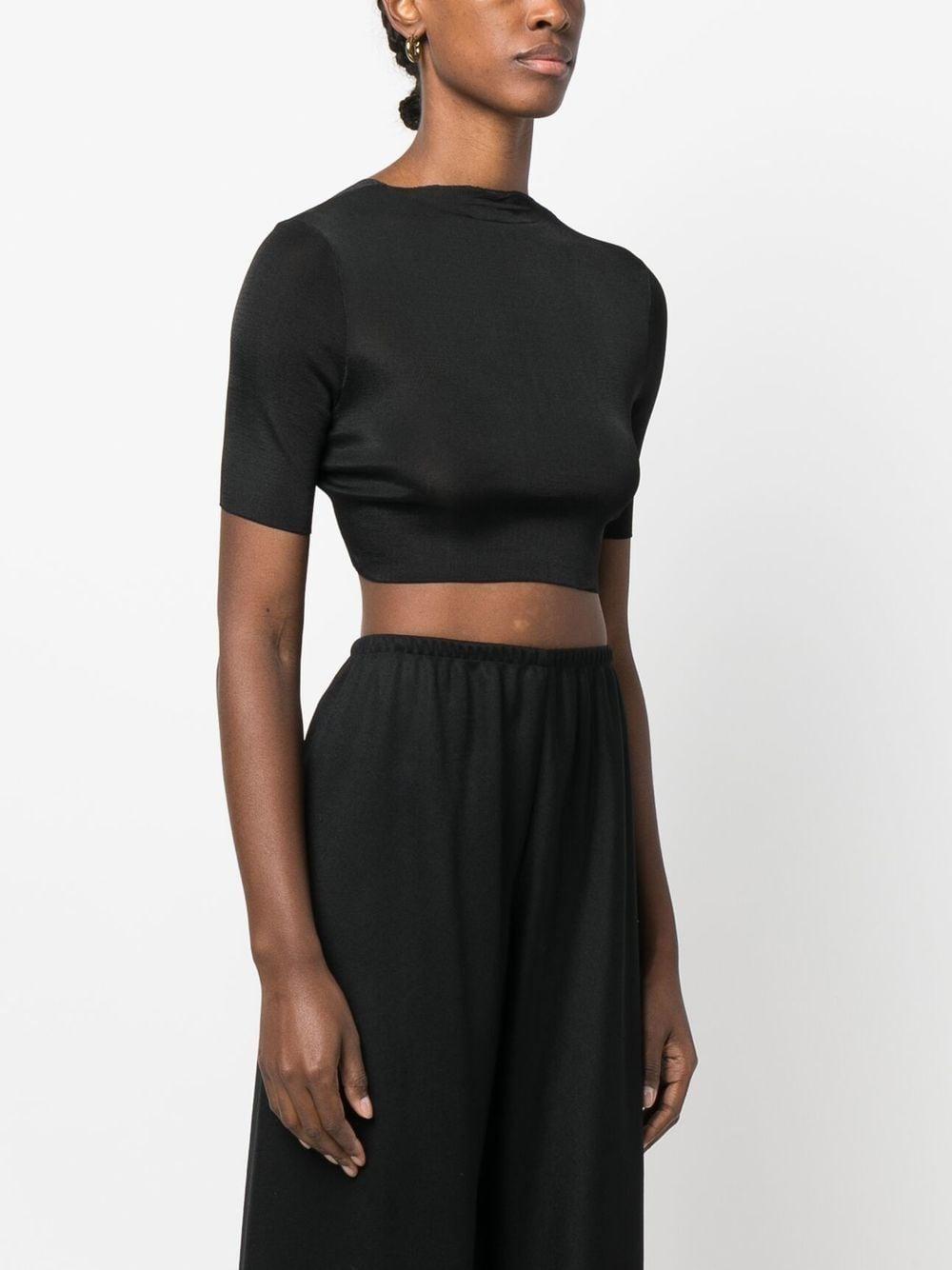 Cropped Short-sleeve Top In Black Product Image