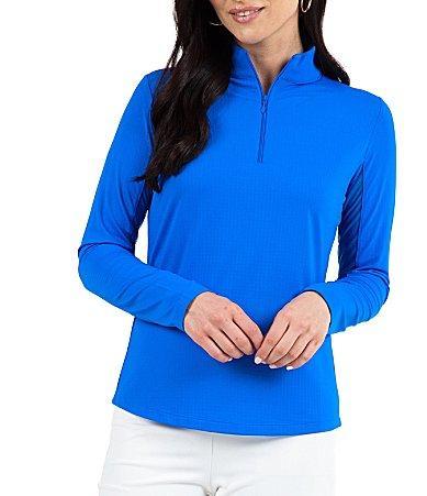 IBKUL Solid Long Sleeve Quarter Zip Top Product Image