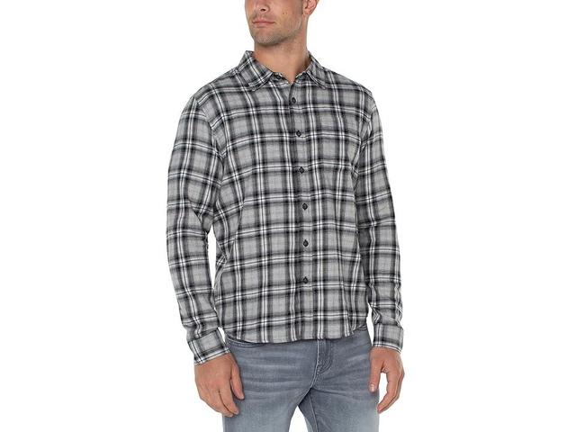 Liverpool Los Angeles Woven Button Up Shirt with Bias Yoke (Cedar Brown/Black ) Men's Jacket Product Image