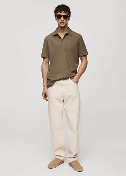 MANGO MAN - 100% cotton pique polo shirt olive greenMen Product Image