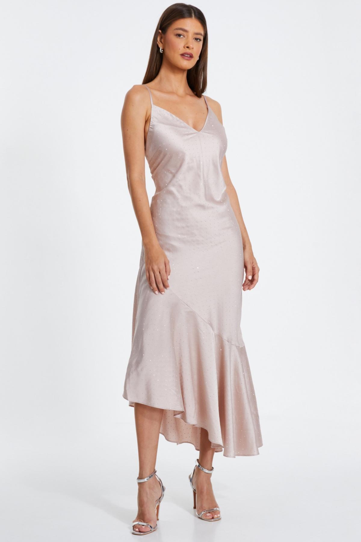 Quiz Womens Satin V Neck Maxi Dress Product Image