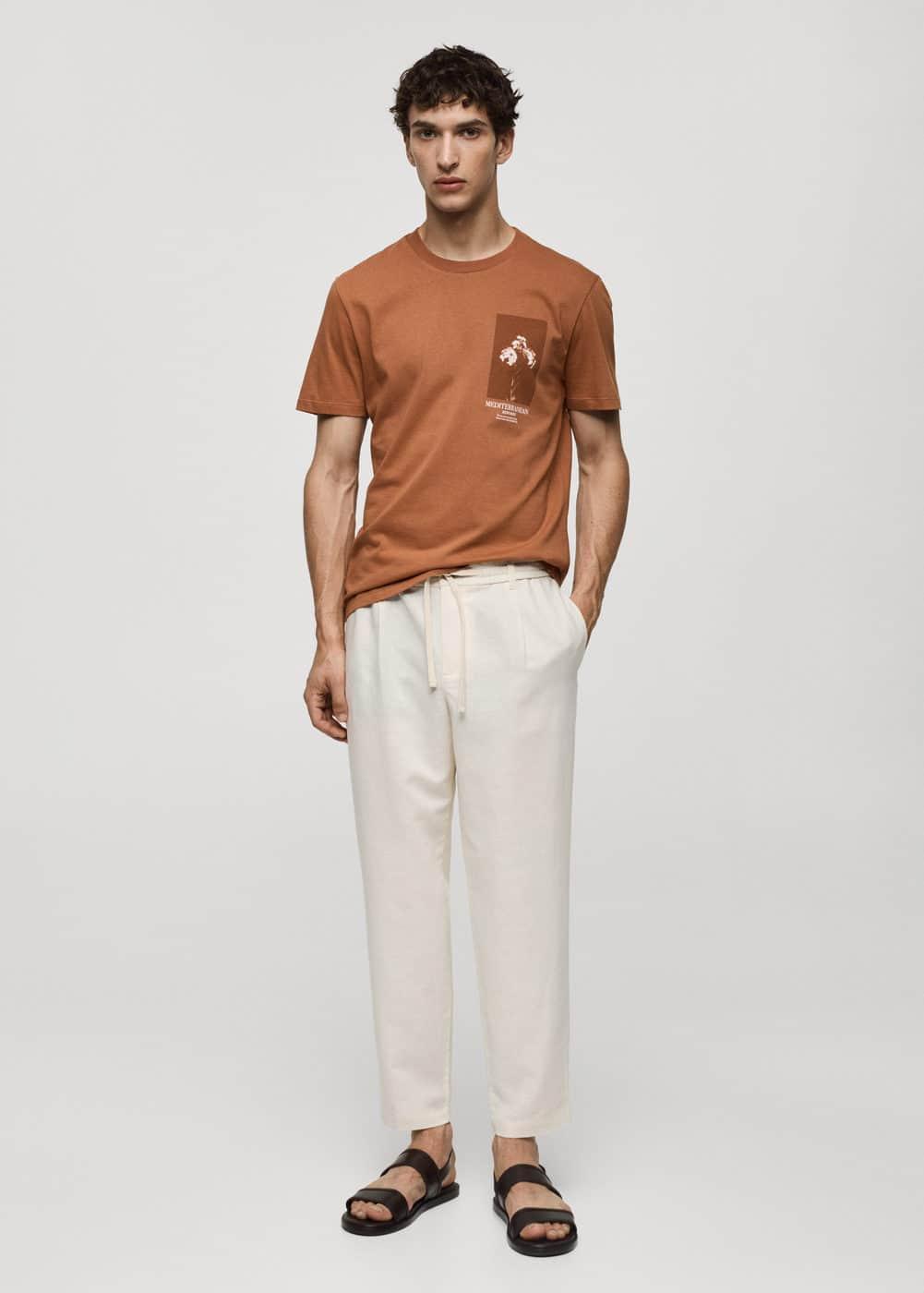 MANGO MAN - 100% cotton slim-fit t-shirt burnt orangeMen Product Image