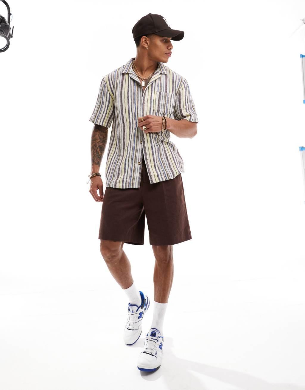 Cotton On relaxed shirt in retro gauze stripe  Product Image