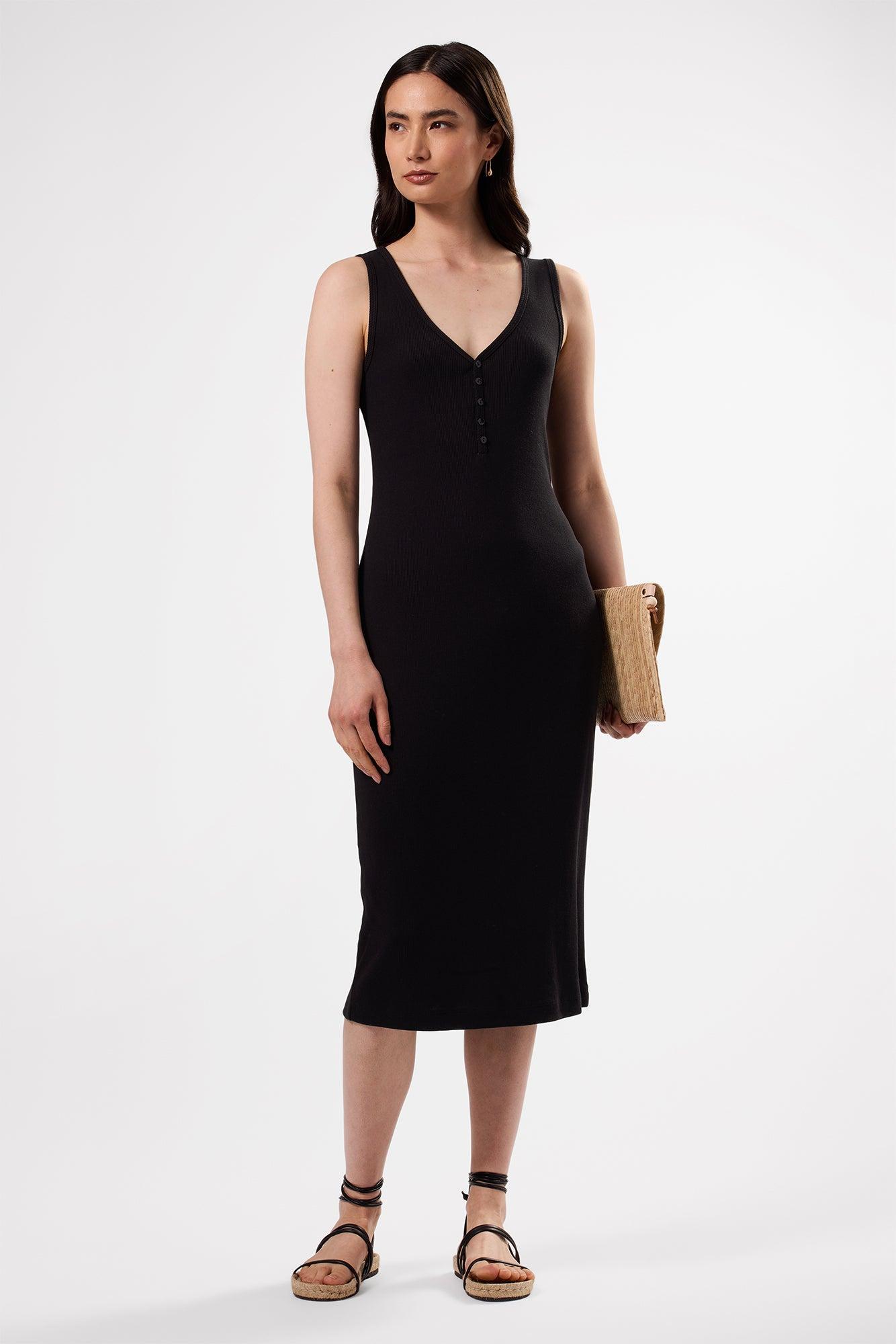 Deacon Organic Cotton Modal Rib Dress - Black product image