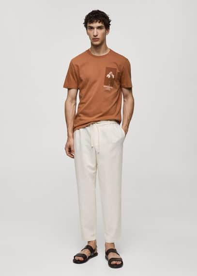 MANGO MAN - 100% cotton slim-fit t-shirt burnt orangeMen Product Image