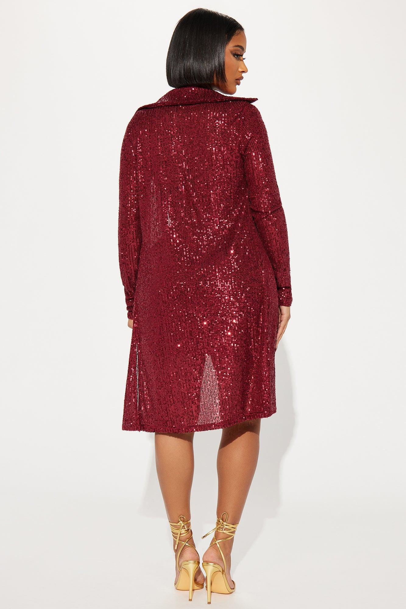 Raquel Sequin Mini Dress Set - Burgundy Product Image