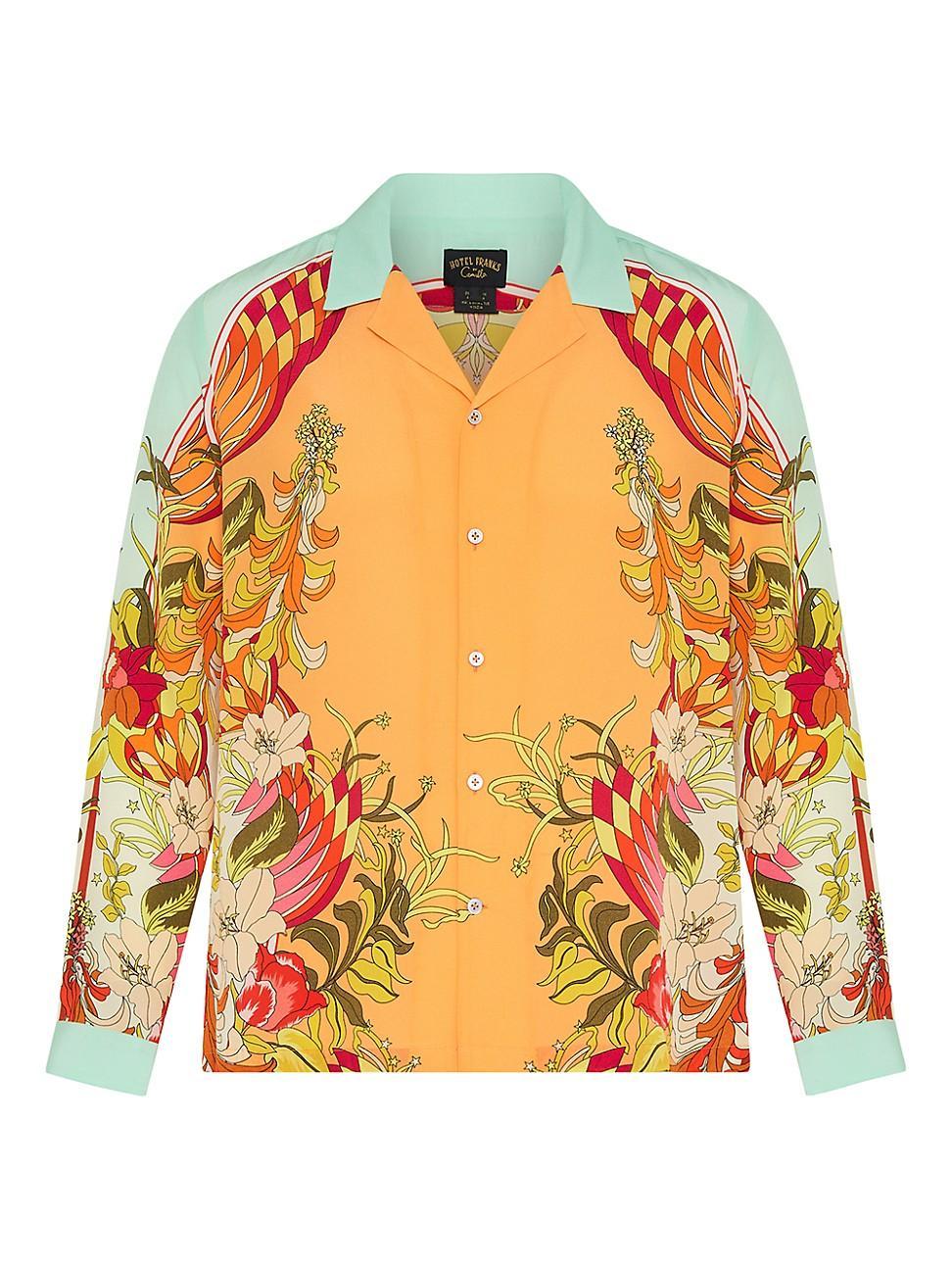 Mens Floral Silk Camp Shirt Product Image