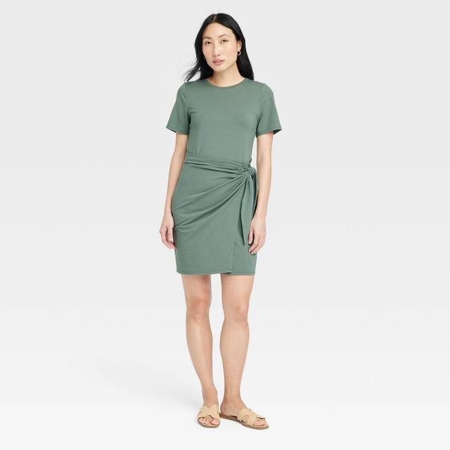 Womens Short Sleeve Mini T-Shirt Wrap Dress - A New Day L Product Image