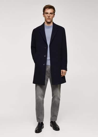 MANGO MAN - Lightweight recycled wool coat dark navyMen Product Image