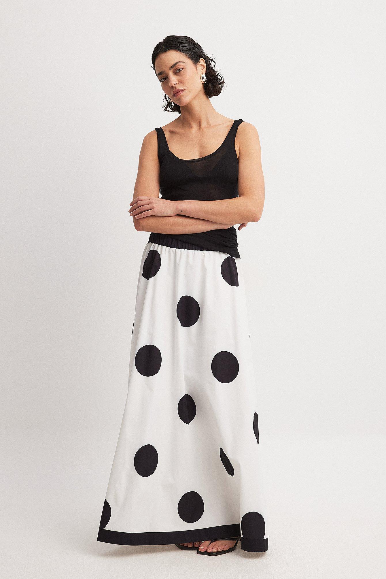 Big Dot Printed Elastic Waist Maxi Skirt Product Image