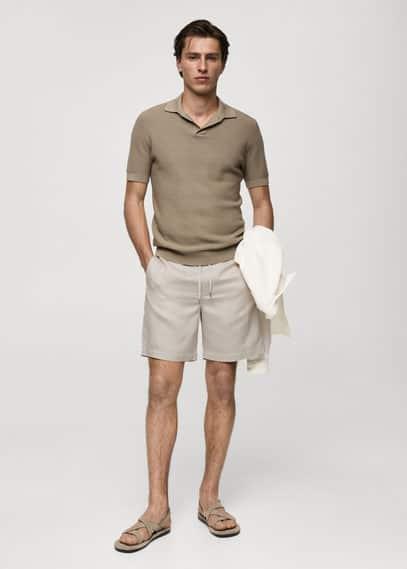 MANGO MAN - Tencel linen cord shorts ice greyMen Product Image