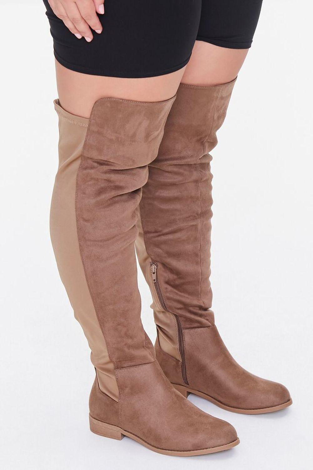 Thigh-High Faux Suede Boots (Wide) | Forever 21 Product Image