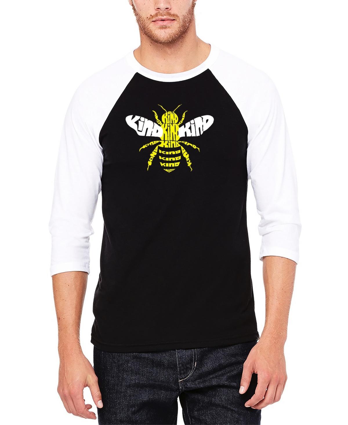 La Pop Art Mens Raglan Baseball 3/4 Sleeve Bee Kind Word Art T-shirt - Black Product Image