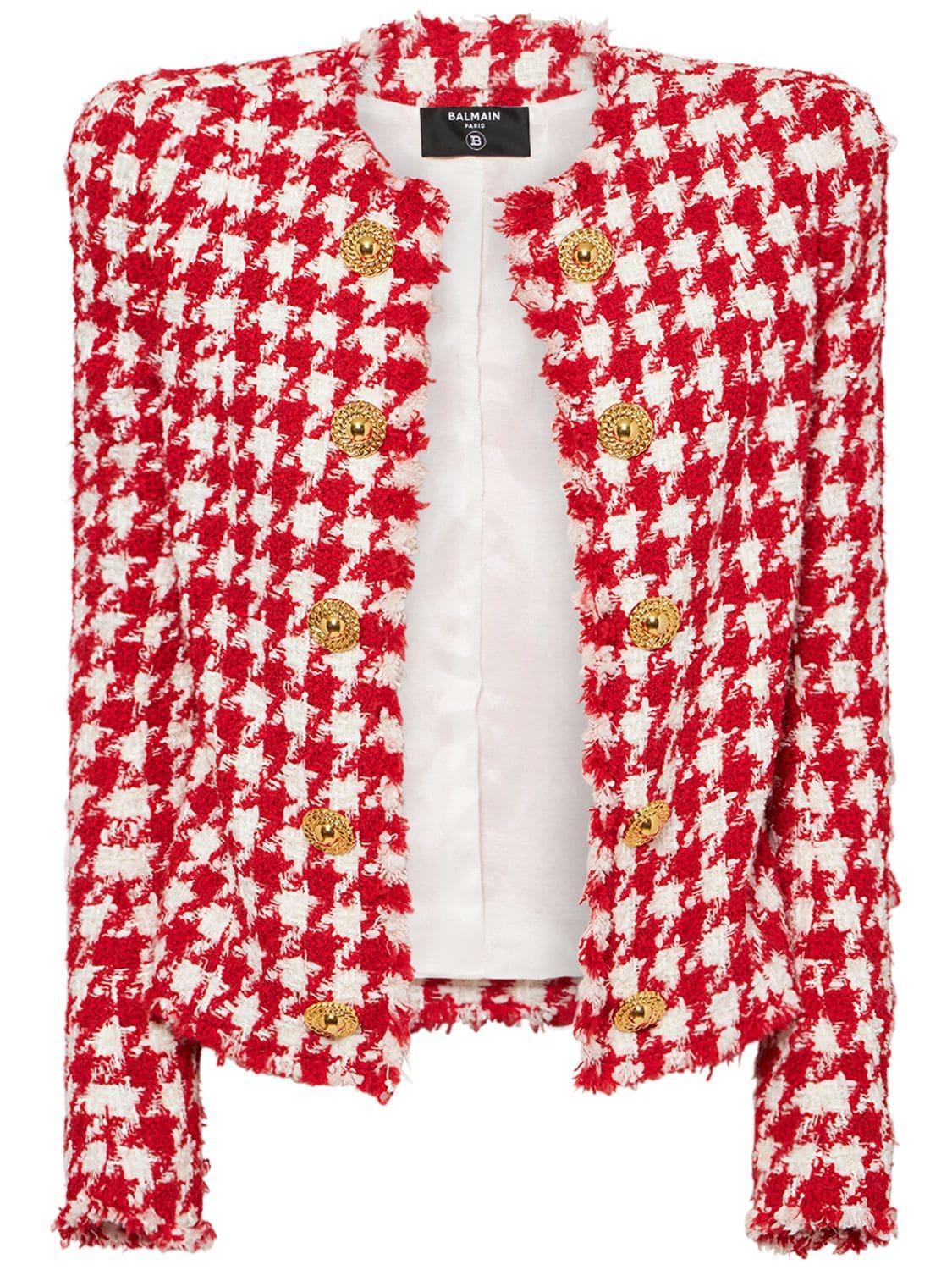 BALMAIN Tweed Jacket In Red,white Product Image