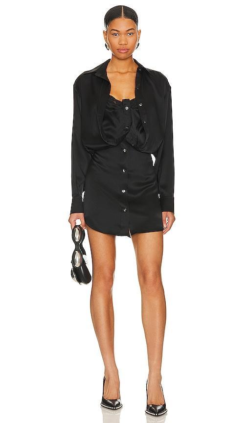 Alexander Wang Integrated Camisole Long Sleeve Silk Shirtdress Product Image