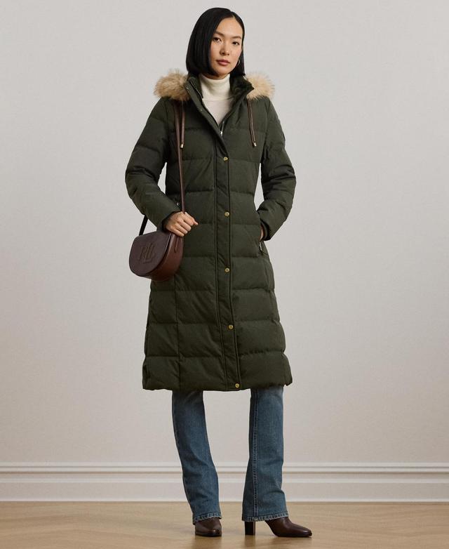 Lauren Ralph Lauren Womens Maxi Faux-Fur-Trimmed Hooded Puffer Coat Product Image