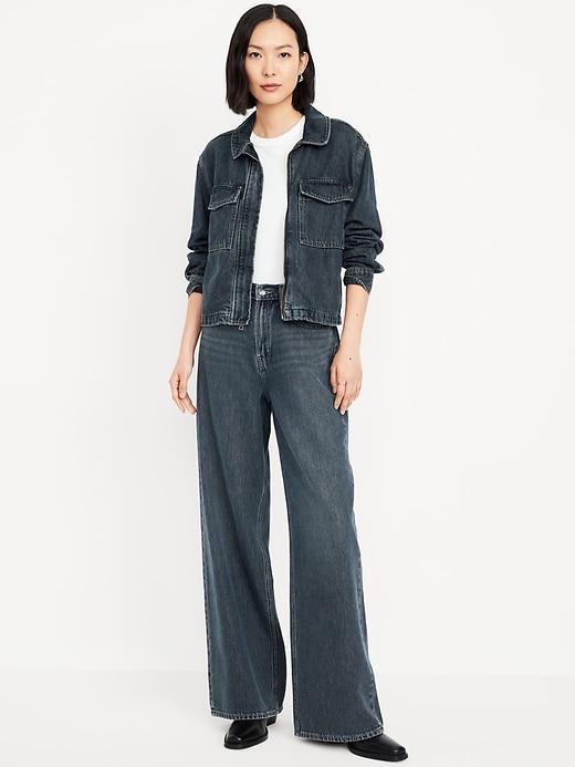 High-Waisted Baggy Wide-Leg Jeans Product Image