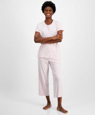 Women's 2-Pc. Cotton Printed Cropped Pajamas Set, Created for Macy's Product Image