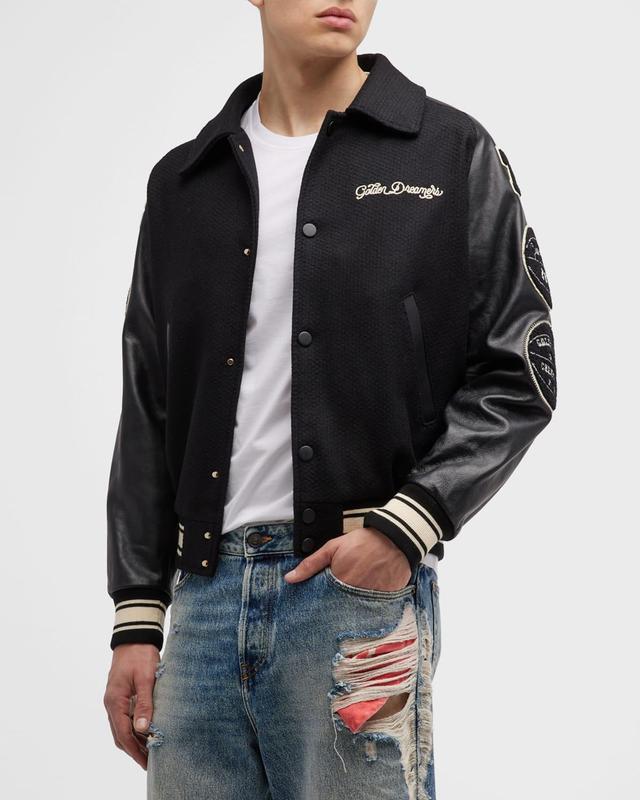 Mens Bomber Jacket with College Patches Product Image