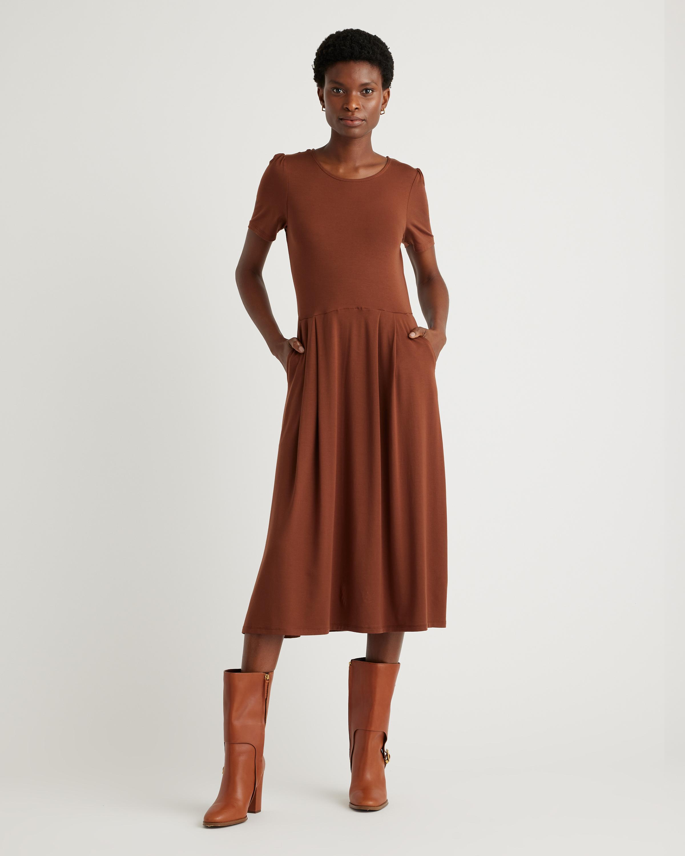 Tencel Jersey Short Sleeve Midi Dress Product Image