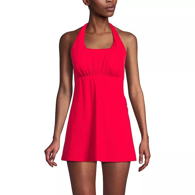 Womens Lands End Chlorine Resistant Square Neck Halter Swim Dress Product Image