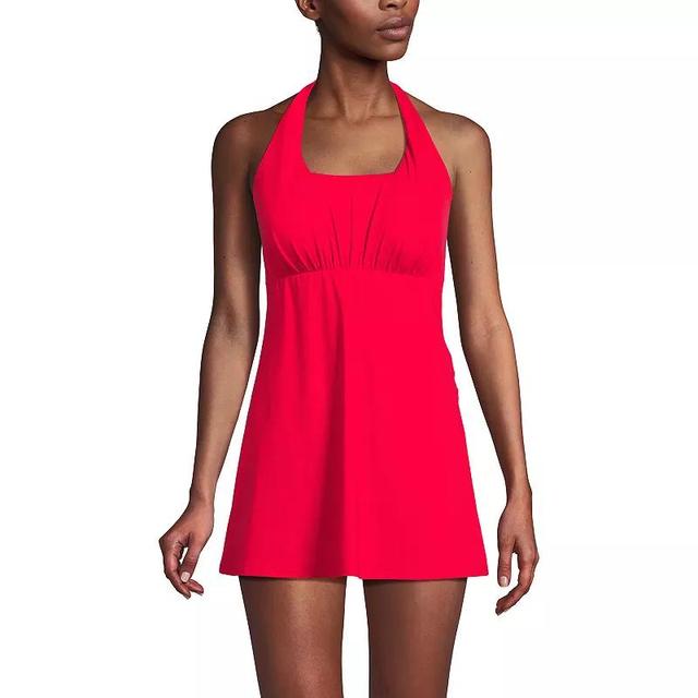 Womens Lands End Chlorine Resistant Square Neck Halter Swim Dress Product Image