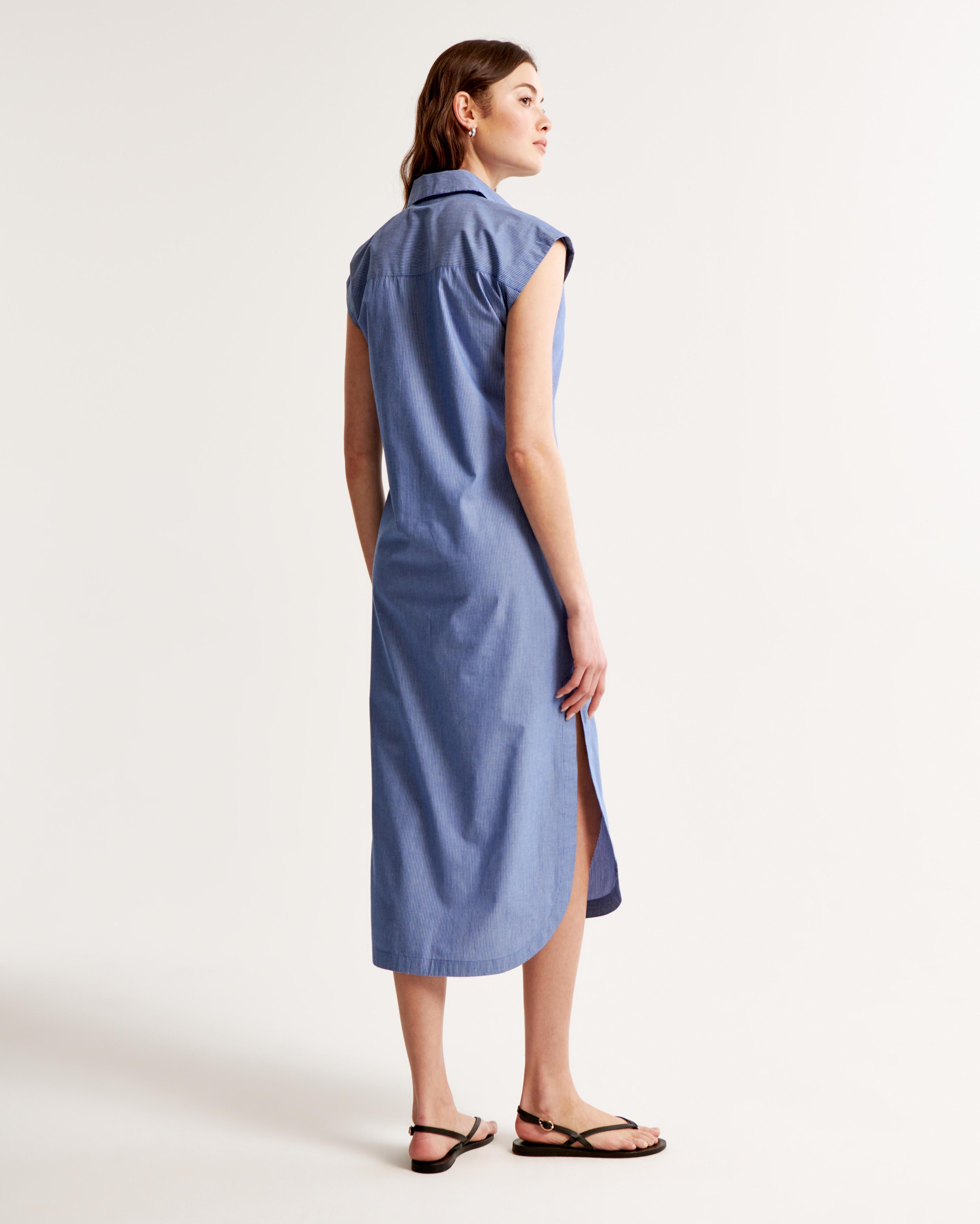 Button-Through Midi Shirt Dress Product Image