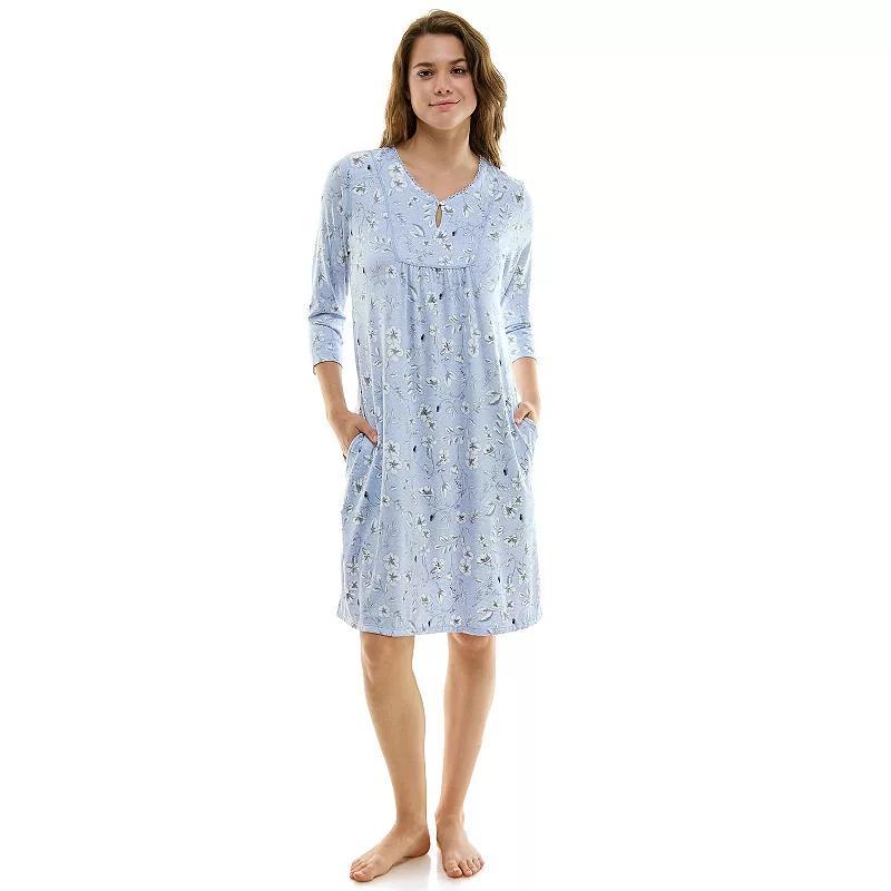 Womens Croft & Barrow 3/4-Sleeve Button Neck Pajama Gown Product Image