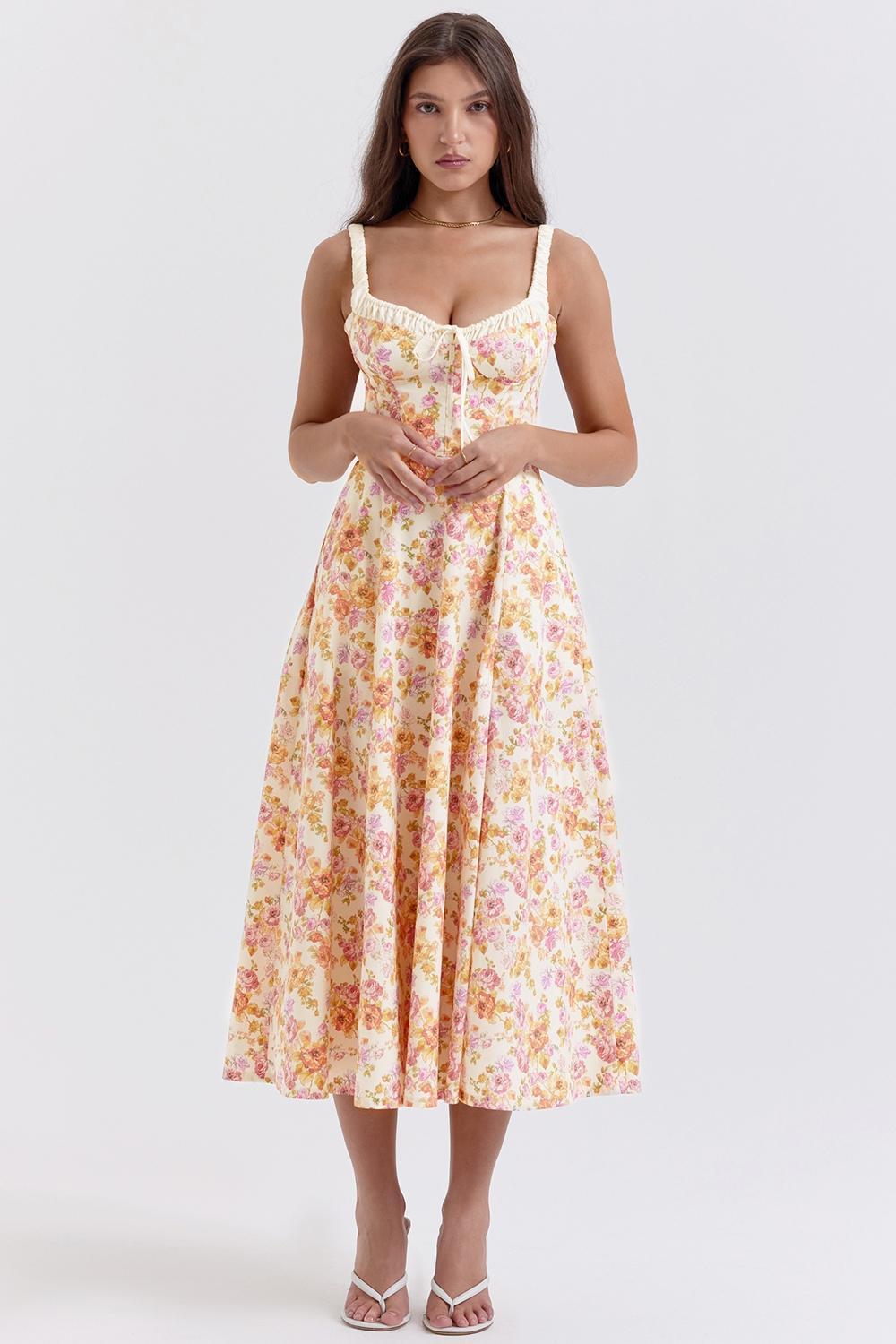 Sabrina Ivory Print Bustier Sundress Product Image