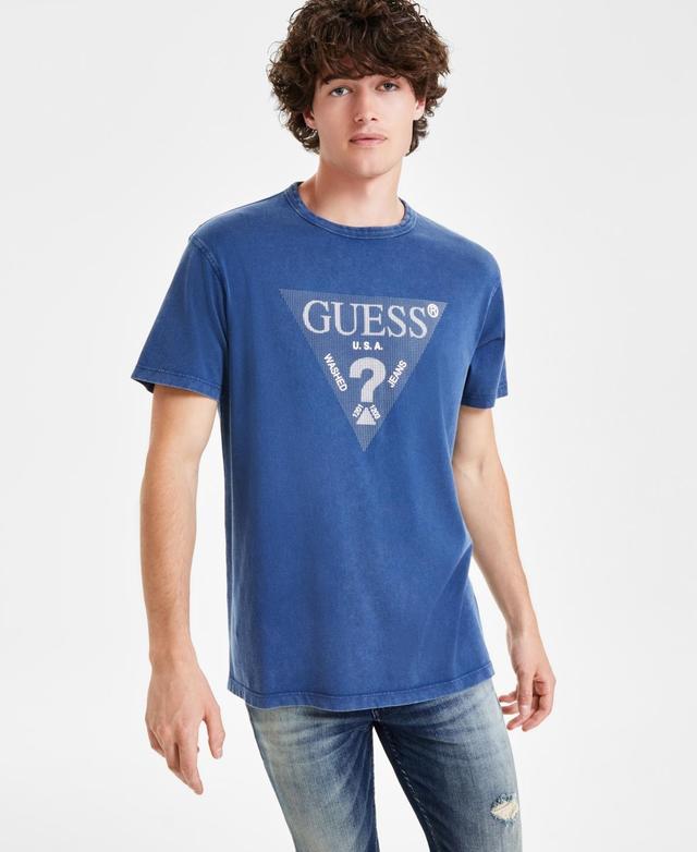 Guess Mens Acid-Washed Triangle Logo Graphic T-Shirt Product Image