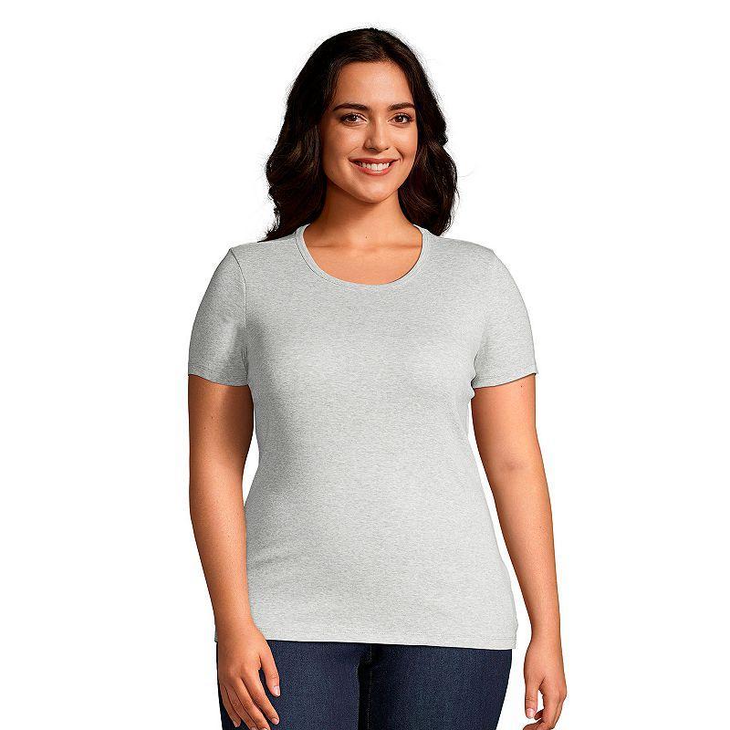 Plus Size Lands End All-Cotton Crewneck Tee, Womens Oxford Product Image