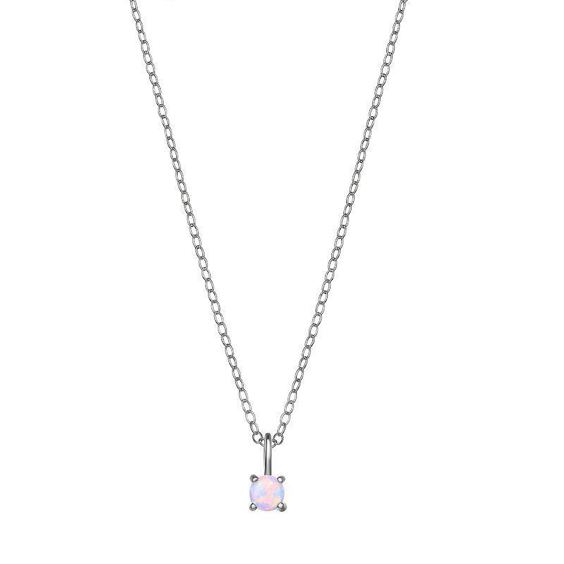 PRIMROSE Sterling Silver Opal Pendant Necklace, Womens White Product Image